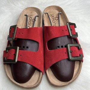 Yokono Suede Leather Adjustable Slide Sandals Women’s Size 8